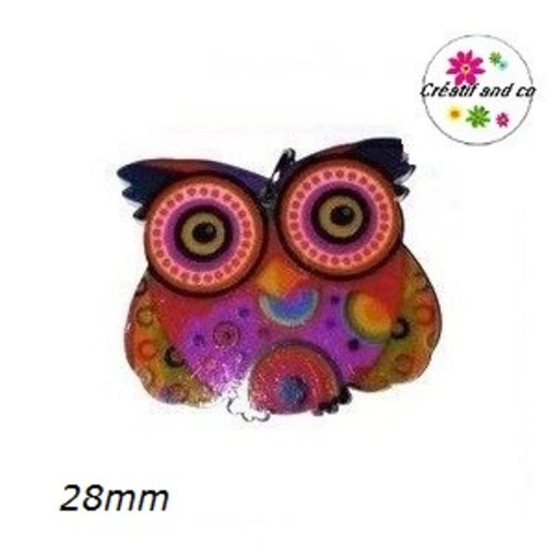 Breloque hibou coloré 28mm