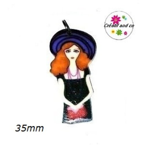 Breloque femme chapeautée 35mm