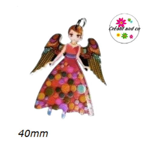 Breloque femme ange colorée 40mm