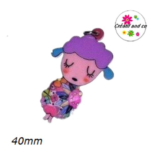 Breloque mouton coloré 40mm