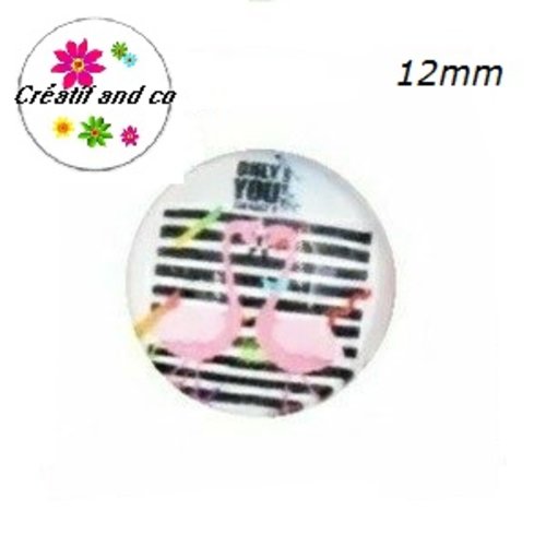 X2 cabochons duo de flamant rose 12mm