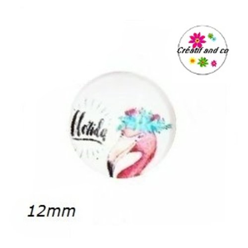 X2 cabochons flamant rose 12mm