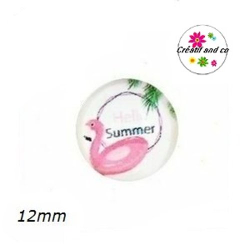 X2 cabochons flamant rose 12mm