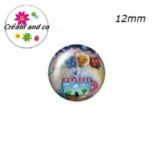 X2 cabochons duo de chat 12mm