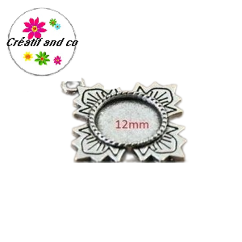 Support argent vieilli pour cabochon 12mm
