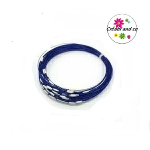 Tour du cou câble bleu foncé semi rigide fermoir à vis