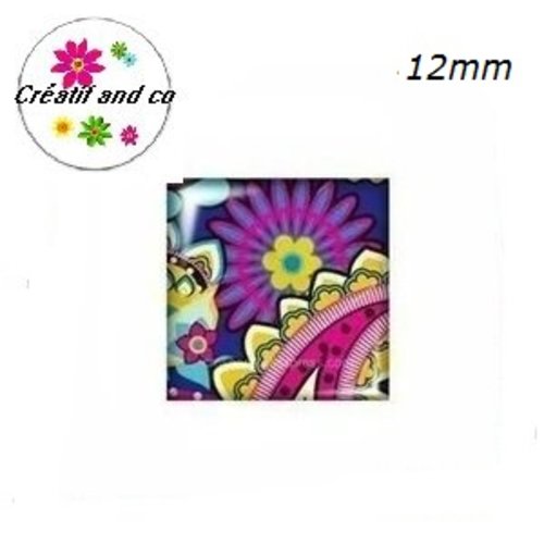 X2 cabochons carrés 12mm