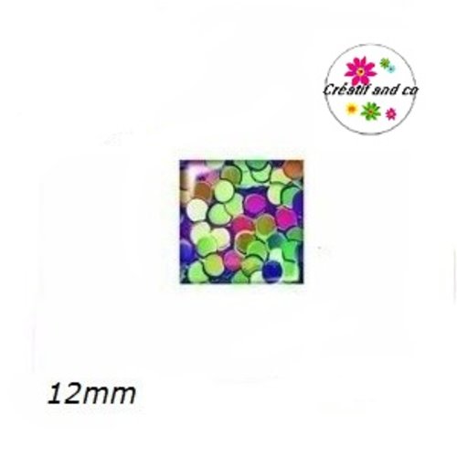 X2 cabochons carrés multicolores 12mm