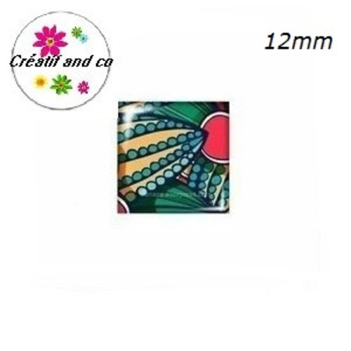 X2 cabochons carrés multicolores 12mm