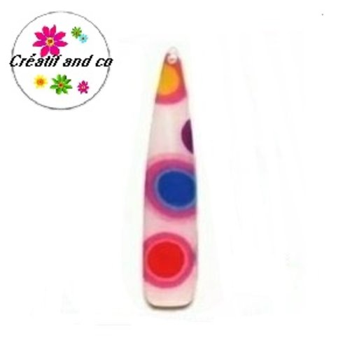 Breloque goutte blanche colorée acrylique 55mm
