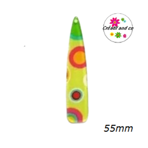 Breloque goutte jaune colorée acrylique 55mm