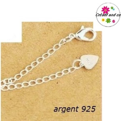 Chaîne d'extension avec mousqueton plaqué argent 925