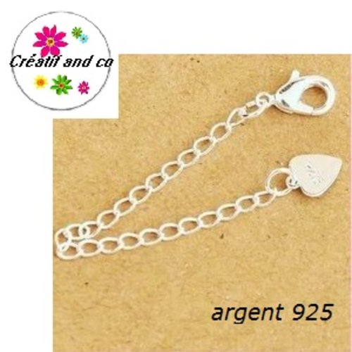 Chaîne d'extension avec mousqueton plaqué argent 925