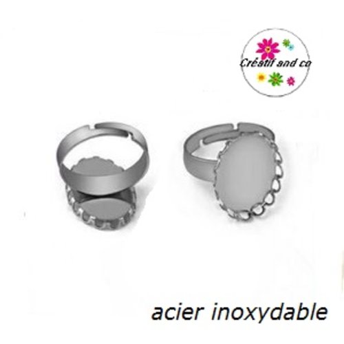 Support bague ovale bord dentelé acier inoxydable