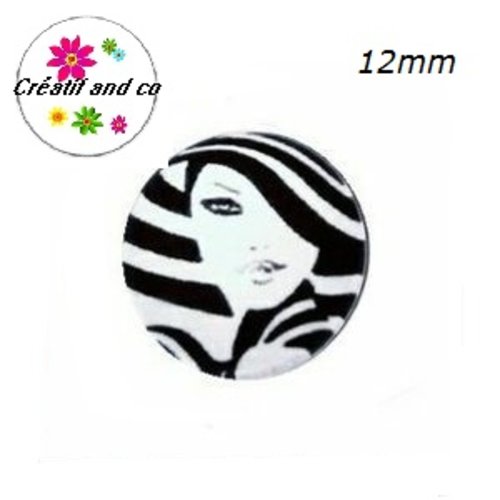 X2 cabochons femme 12mm