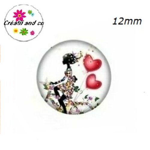X2 cabochons fille à vélo 12mm