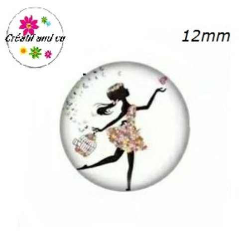 X2 cabochons fille 12mm