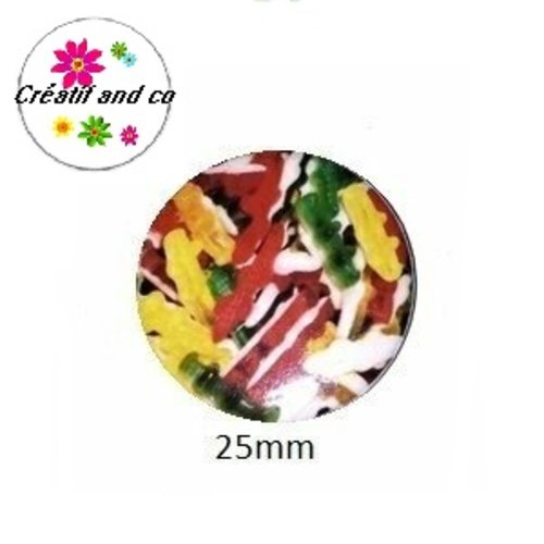 Cabochon coque métal bonbon crocodile gélifié  25mm