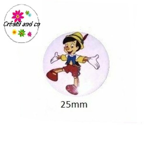 Cabochon coque métal pinocchio 25mm