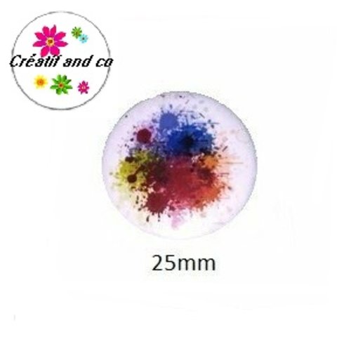 Cabochon coque métal tâche peinture 25mm