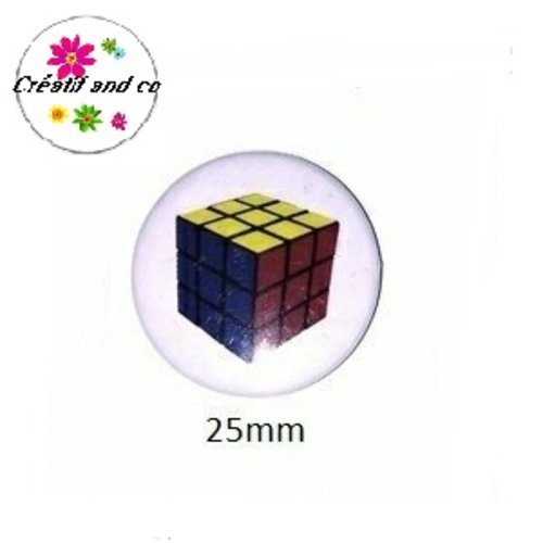 Cabochon coque métal rubik's cube 25mm
