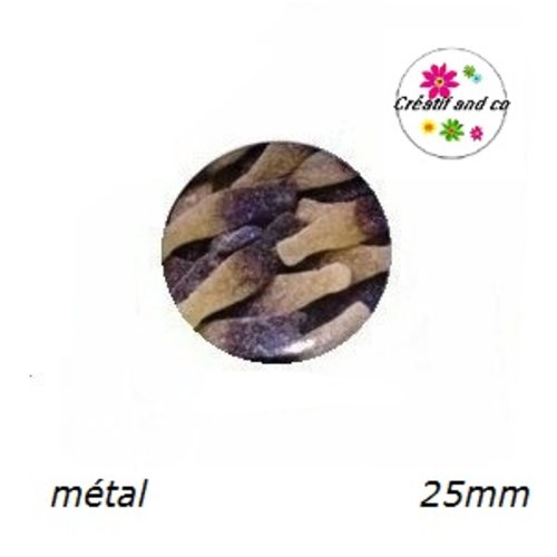 Cabochon coque métal bonbon bouteille coca  25mm