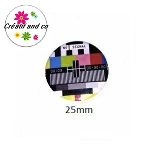Cabochon coque métal mire tv  25mm
