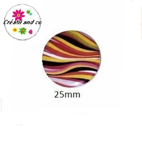 Cabochon coque métal camouflage multicouleur  25mm