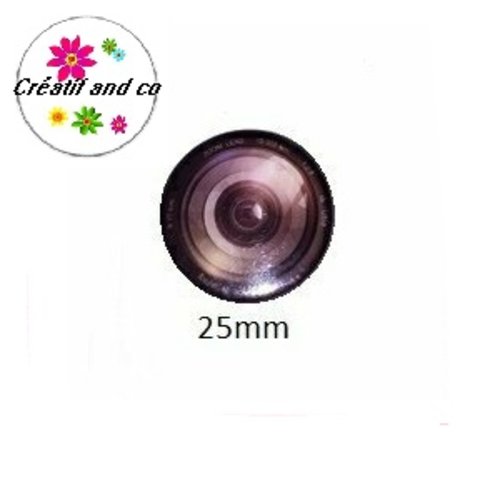 Cabochon coque métal objectif caméra  25mm