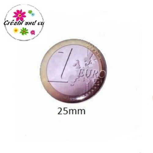 Cabochon coque métal pièce 1 euro  25mm