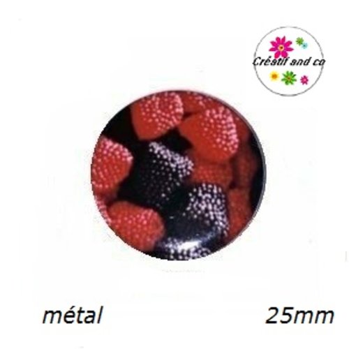 Cabochon coque métal bonbon mûre  25mm