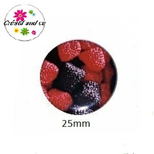 Cabochon coque métal bonbon mûre  25mm