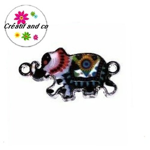 Connecteur éléphant multicouleur émail 26mm