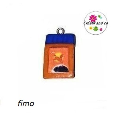 Breloque boîte chocolat en poudre fimo