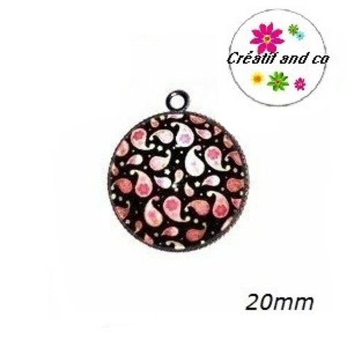Pendentif cabochon motif mandala 20mm
