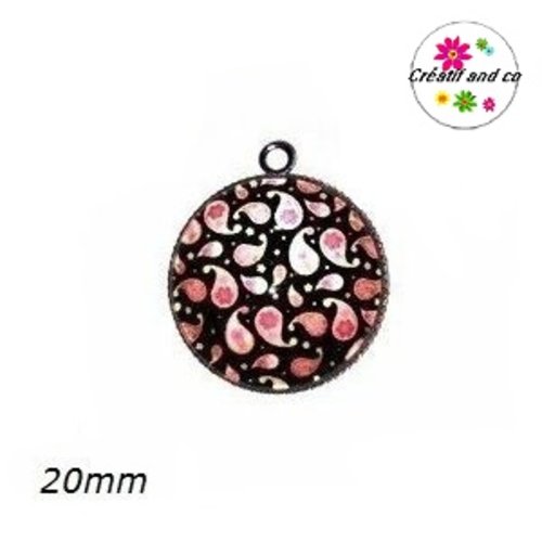 Pendentif cabochon motif mandala 20mm