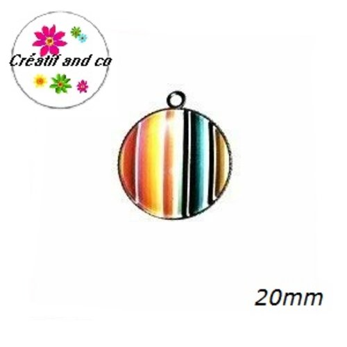 Pendentif cabochon  rayé 20mm