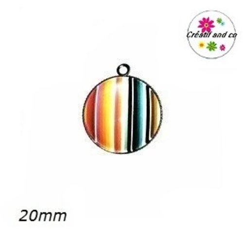 Pendentif cabochon  rayé 20mm