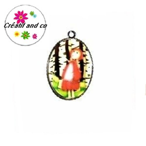 Pendentif cabochon ovale chaperon rouge 18x25mm