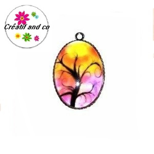 Pendentif cabochon ovale arbre de vie 18x25mm