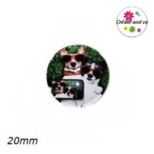 Cabochon rond chien selfie 20mm
