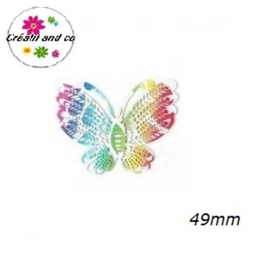 Breloque filigrane papillon colorée 49mm