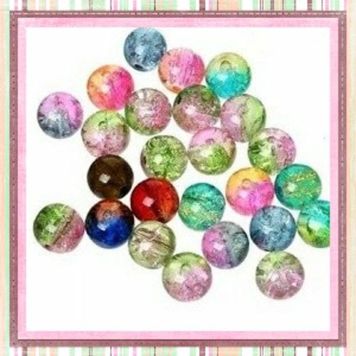 X10 perles rondes acryliques bi- couleur 8mm