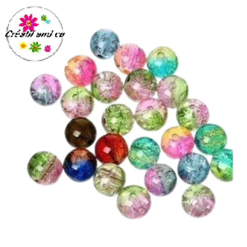X10 perles rondes acryliques bi- couleur 8mm