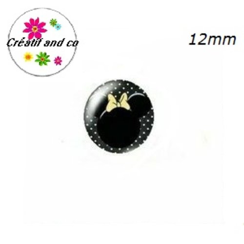 X2 cabochons oreille minnie noeud jaune 12mm