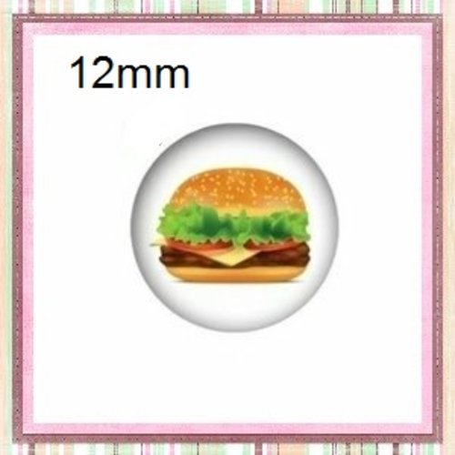 X2 cabochons hamburger 12mm