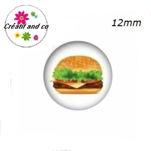 X2 cabochons hamburger 12mm