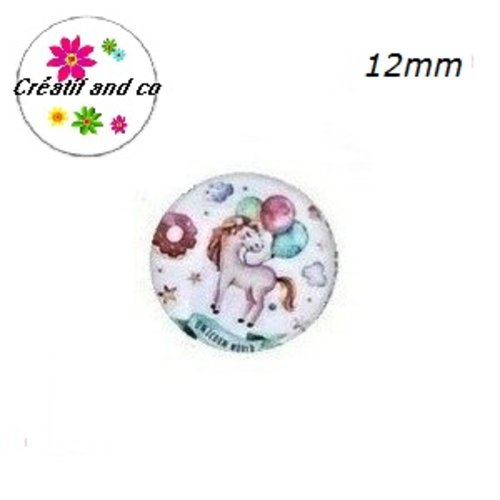 X2 cabochons licorne 12mm