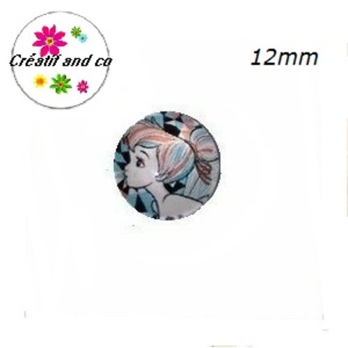 X2 cabochons femme 12mm