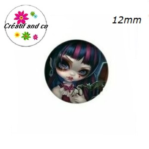 X2 cabochons visage petite fille 12mm